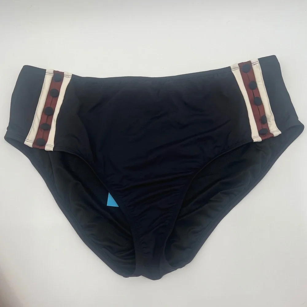 Bleu Rod Beattie Coconut Bikini Bottom Black Nautical Stripe 18W RBBD25558